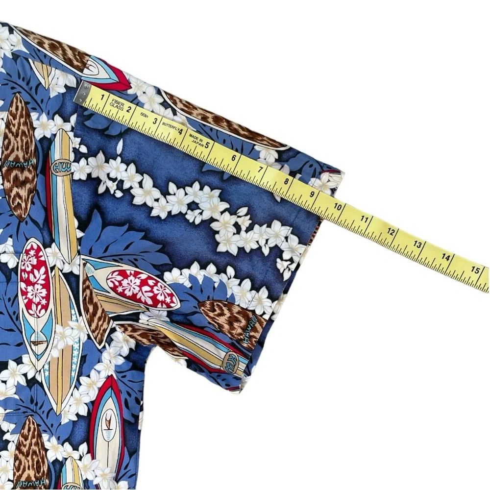 Hilo Hattie Short Sleeve Button Down Shirt, Blue, Size Large - Picture 6 of 6